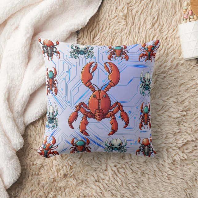 Cyborg Lobster Print Kudde (Filt)