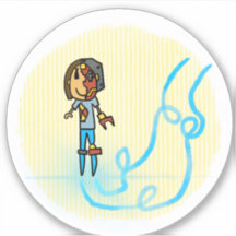 Cyborg Mamma Tecknad Bok Stil Sticker