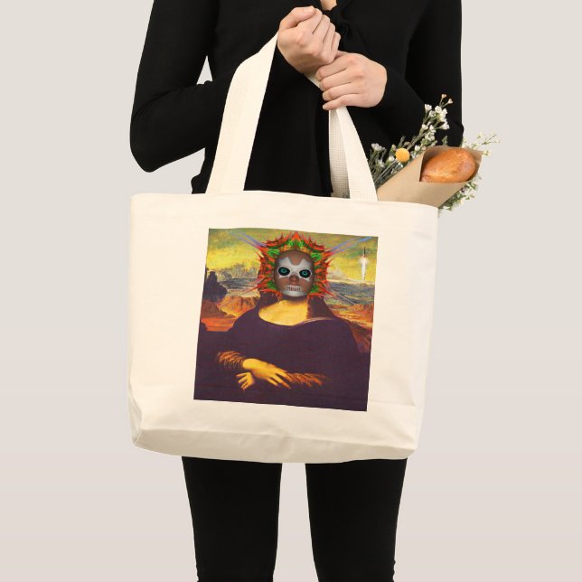 Cyborg Mona Lisa Large Tote Bag Jumbo Tygkasse (Framsida (produkt))