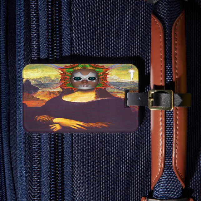 Cyborg Mona Lisa Luggage Tag Bagagebricka (Framsida Insitu 4)