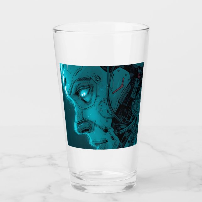 CYBORG ROBOTISK HUVID Glas för öl (Framsida)