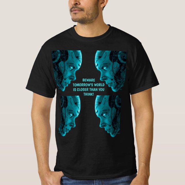 CYBORG ROBOTISK HUVUD T SHIRT (Framsida)