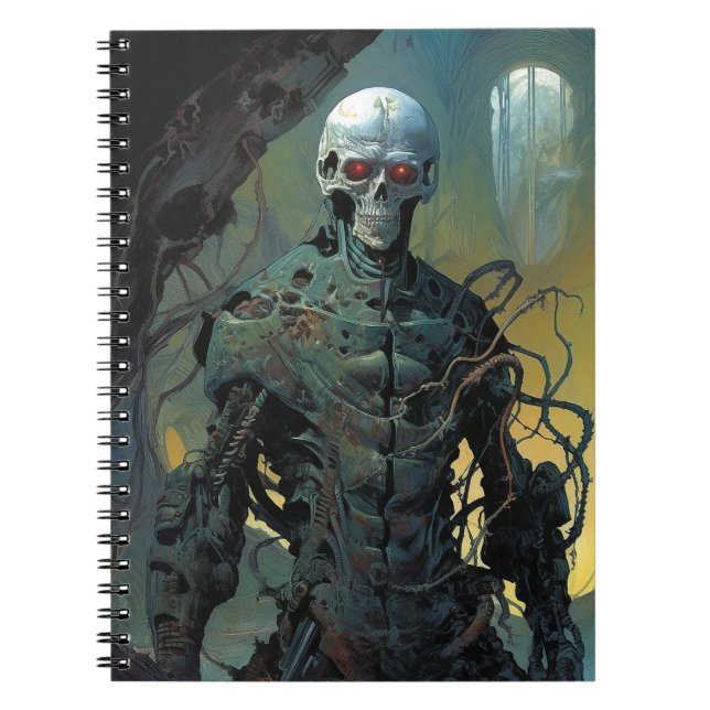 Cyborg Skeleton Futuristiska Science fiction Anteckningsbok (Framsidan)
