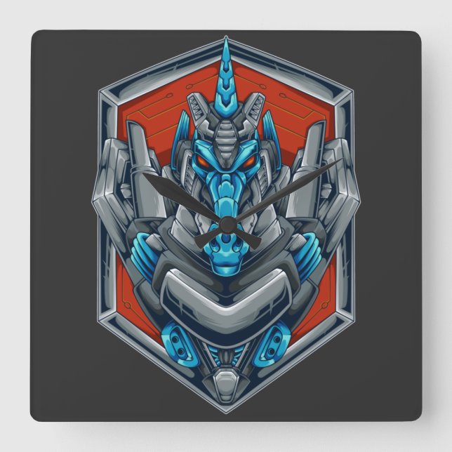 Cyborg Square Wall Clock Fyrkantig Klocka (Framsida)