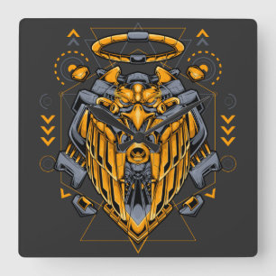 Cyborg Square Wall Clock Fyrkantig Klocka