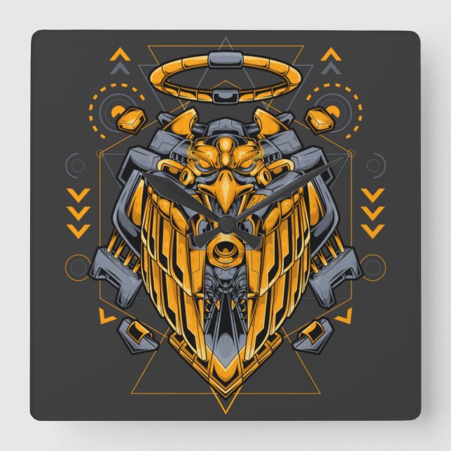 Cyborg Square Wall Clock Fyrkantig Klocka (Framsida)
