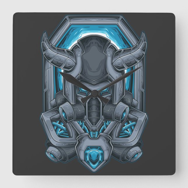 Cyborg Square Wall Clock Fyrkantig Klocka (Framsida)