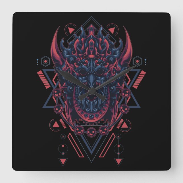 Cyborg Square Wall Clock Fyrkantig Klocka (Framsida)