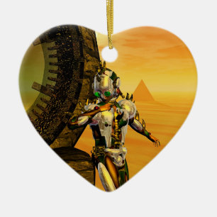 CYBORG TITAN I HYPERION DESERT Sci- Fi Heart Julgransprydnad Keramik