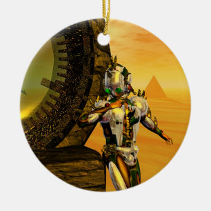 CYBORG TITAN I HYPERION DESERT Sci-Fi Julgransprydnad Keramik
