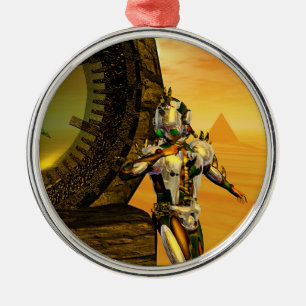 CYBORG TITAN I HYPERION DESERT Sci-Fi Round Julgransprydnad Metall