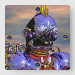 CYBORG TITAN PORTRÄTT Blue Science fiction Scifi Fyrkantig Klocka