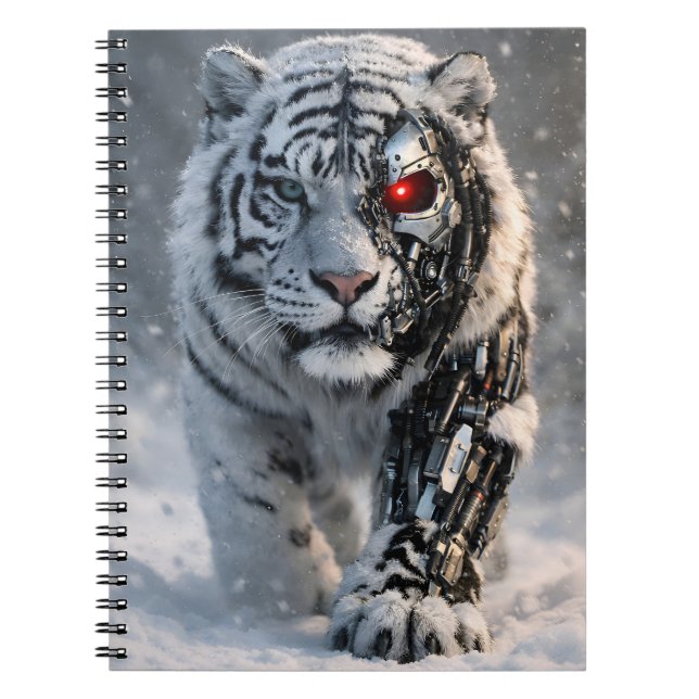 Cyborg vit tiger anteckningsbok (Framsidan)