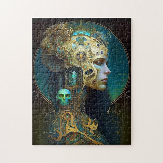 Cyborg Woman Fantasy Sci-Fi Art Jigszle Puzzle Pussel (Vertikal)