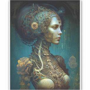 Cyborg Woman Fantasy Sci-Fi Art Klistermärken