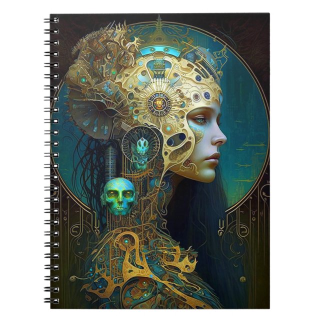 Cyborg Woman Fantasy Sci-Fi Art Notebook Anteckningsbok (Framsidan)