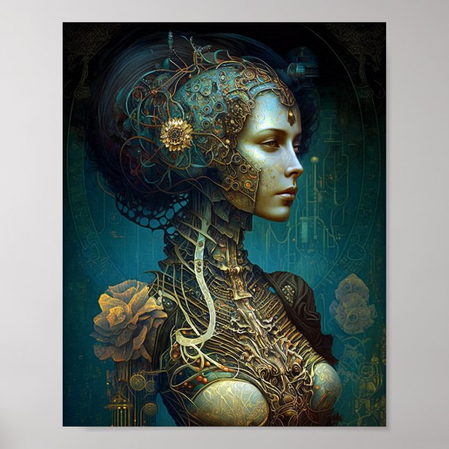 Cyborg Woman Fantasy Sci-Fi Art Poster (Framsidan)