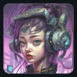 Cyborg Woman Science fiction Fyrkantigt Klistermärke<br><div class="desc">Fantasy Art products by The Lunarium.</div>