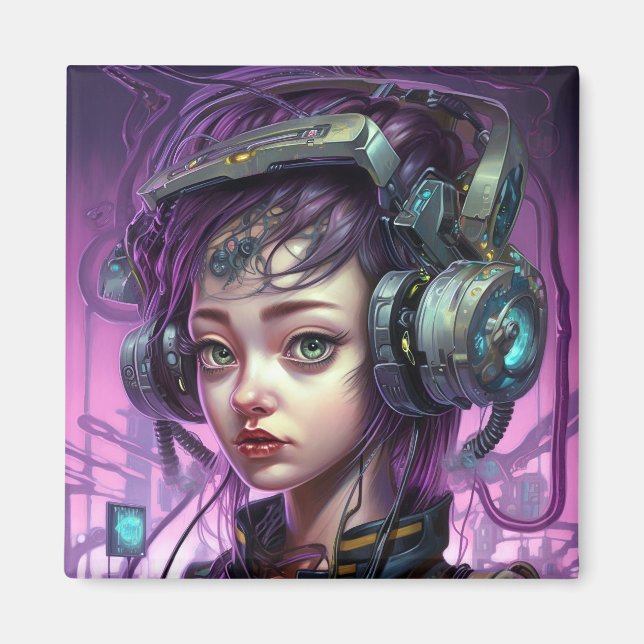Cyborg Woman Science fiction Magnet (Framsidan)