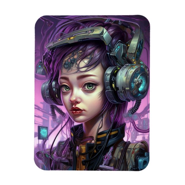 Cyborg Woman Science fiction Magnet (Vertikal)