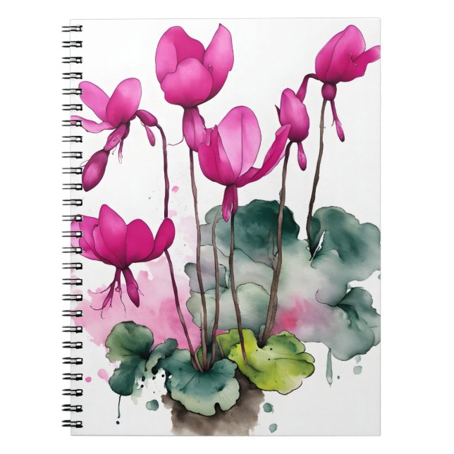 Cyclamen - Akvarellblommor Anteckningsbok (Framsidan)