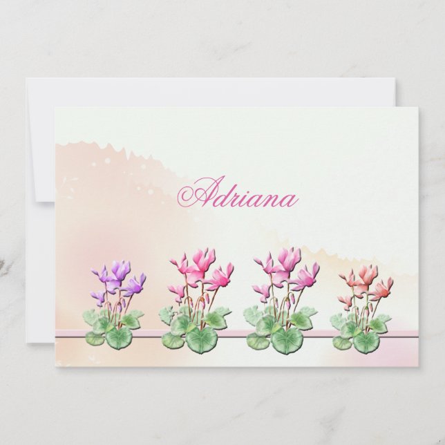 Cyclamen Plants Notecard Anteckningskort (Framsida)
