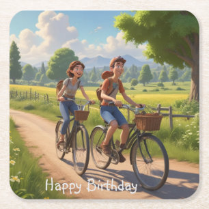 Cycle Birthday Underlägg Papper Kvadrat