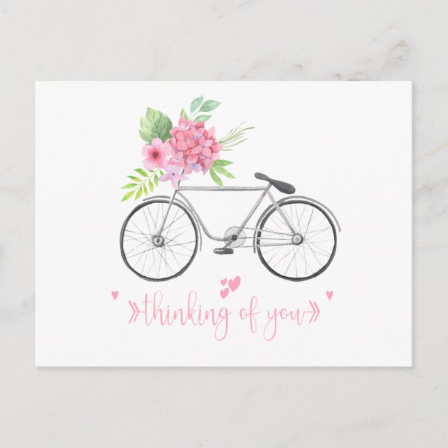 Cycle Blommigt Bouquet Script Teckensnittstänkning Vykort (Framsida)