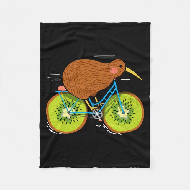 Cycle New Zealand Funny Kiwi On A Bicycle Design I Fleecefilt (Framsidan)