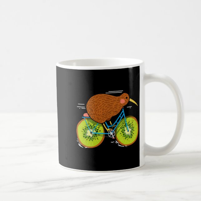 Cycle New Zealand Funny Kiwi On A Bicycle Design I Kaffemugg (Höger)