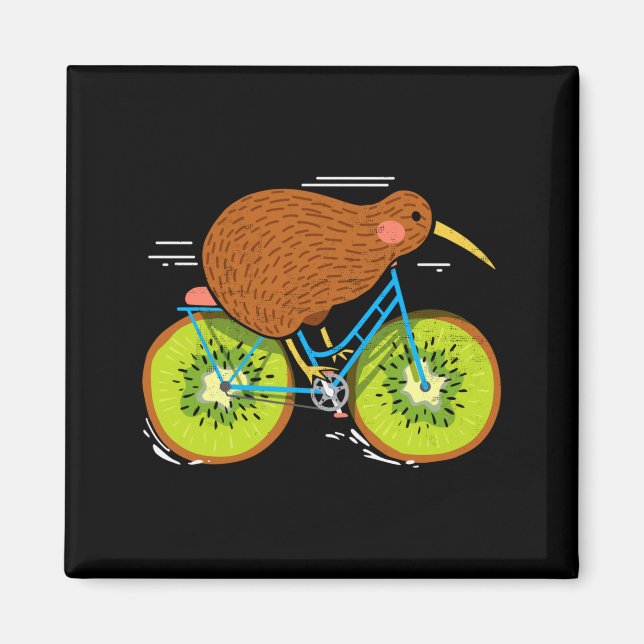 Cycle New Zealand Funny Kiwi On A Bicycle Design I Magnet (Framsidan)
