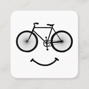 Cycle och Smile T-Shirt Bicycling Tee Shirt Blac Fyrkantigt Visitkort