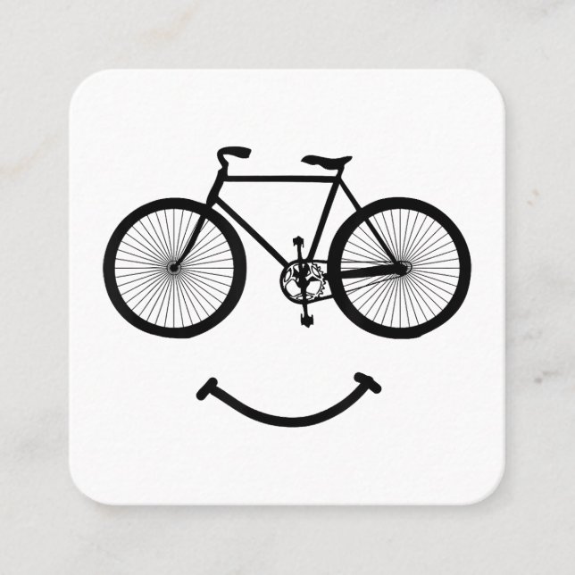 Cycle och Smile T-Shirt Bicycling Tee Shirt Blac Fyrkantigt Visitkort (Framsida)
