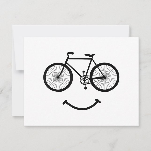 Cycle och Smile T-Shirt Bicycling Tee Shirt Blac Julkort (Framsida)