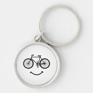 Cycle och Smile T-Shirt Bicycling Tee Shirt Blac Rund Silverfärgad Nyckelring