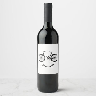Cycle och Smile T-Shirt Bicycling Tee Shirt Blac Vinflaska Etikett