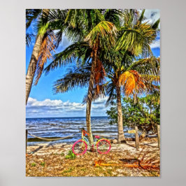 Cycle på Beach Gräs Island Florida Printable Art Poster