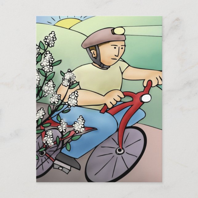 Cycle Rider vid solnedgång Vykort (Framsida)