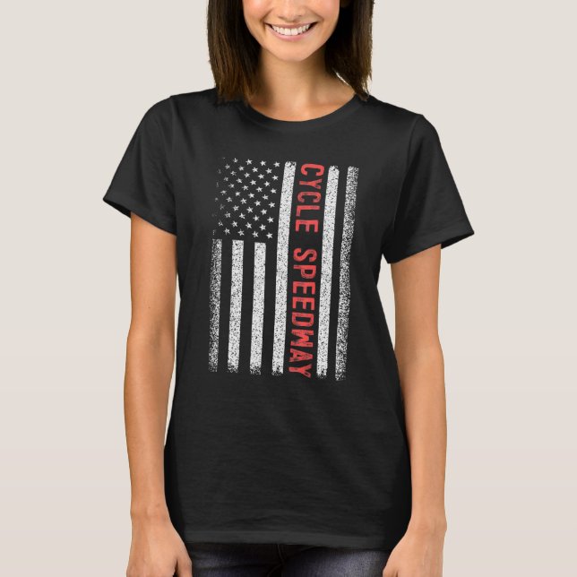 Cycle Speedway American Flagga 4:e juli T Shirt (Framsida)