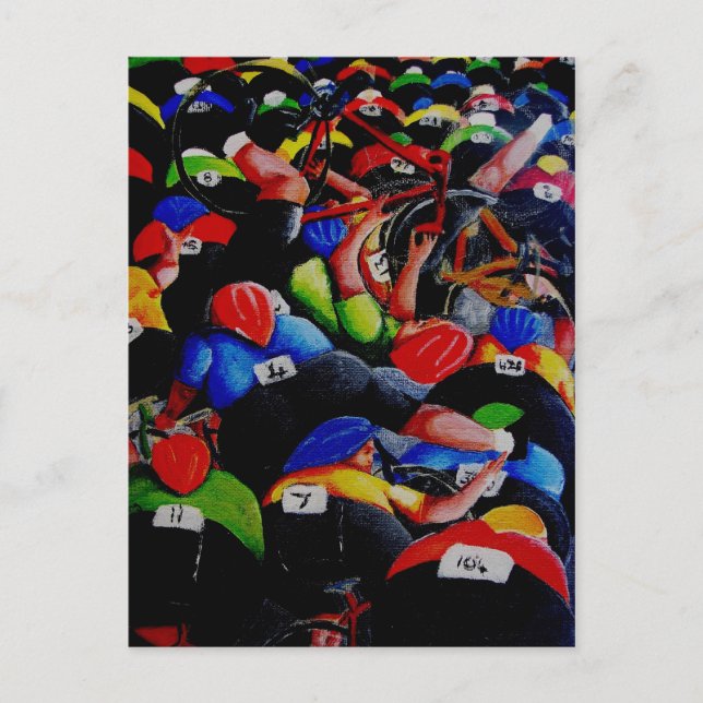 Cycle Tävling Crash-vykort av Lyn Hurring Vykort (Framsida)