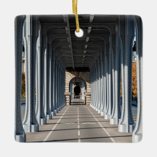 Cycle Väg på punkten Bir-Hakeim - Paris, Frankrike Julgransprydnad Keramik (Framsida)
