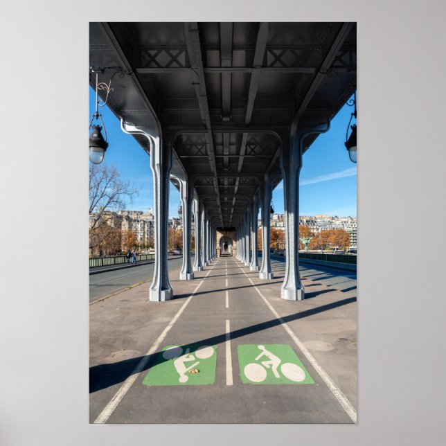 Cycle Väg på punkten Bir-Hakeim - Paris, Frankrike Poster (Framsidan)
