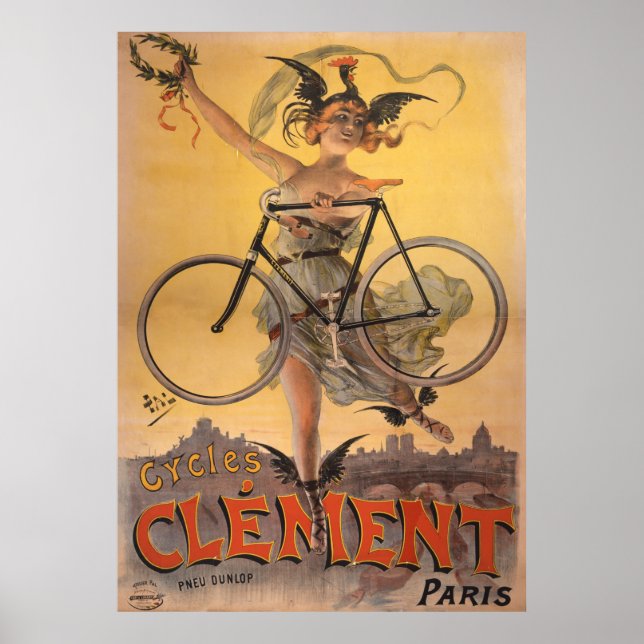 Cycles Clement Paris vintage-cykel poster (Framsidan)