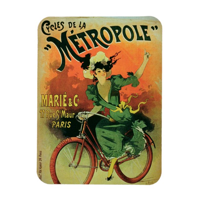 "Cycles de La Metropole", Marie & Co. (färg lith) Magnet (Vertikal)