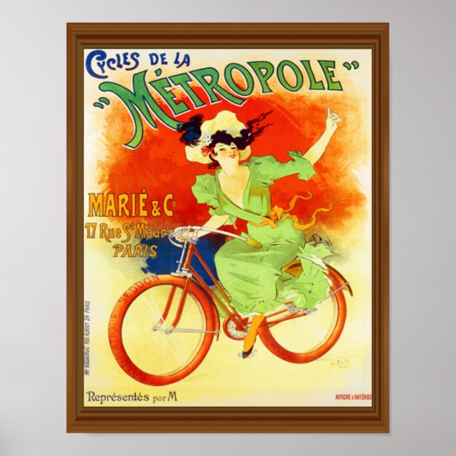 Cycles de la Metropole Vintage Fransk Bicycle Poster (Framsidan)