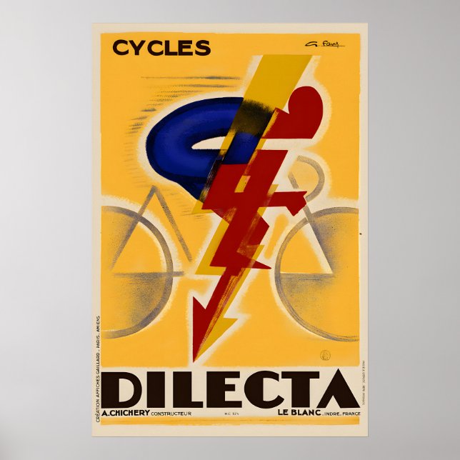 Cycles Dilecta Vintage Art Deco Bicycle Poster (Framsidan)