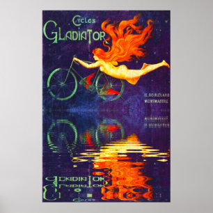 Cycles Gladiator Reflektion i tiden Fransk cykling Poster