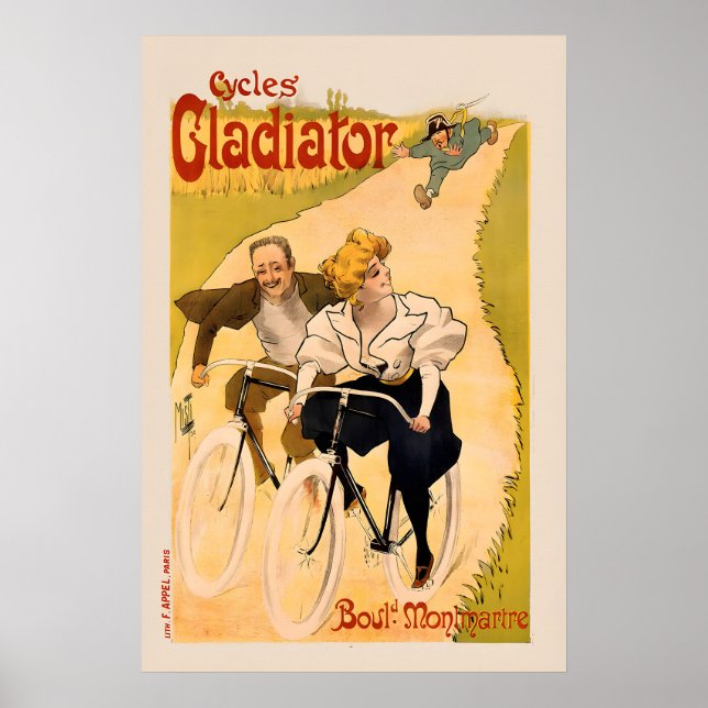 Cycles Gladiator Vintage Cykel Affisch (Framsidan)