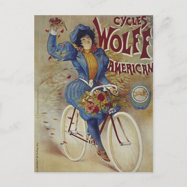 Cycles Wolff American Bicycle Poster Vykort (Framsida)