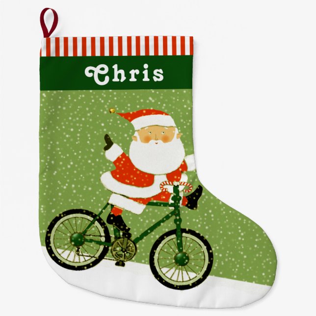 Cycling Biking Helgdag Gift Stor Julstrumpa (Framsidan)